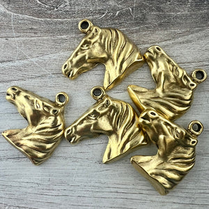 Horse Charm Pendant, Antiqued Gold Equestrian, Carson's Cove Artisan Jewelry Supplies, GL-6304