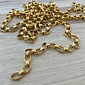 Large, Wide Gold Oval Chain, Alternating Long and Short Links, Chain by the Foot, Jewelry Making Supplies, GL-2060