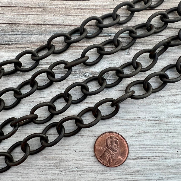 Load image into Gallery viewer, Chunky Rustic Brown Chain, Large Oval Cable Links, Bulk Chain By Foot, Necklace Bracelet Making, BR-2057
