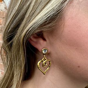 Pair of Rhinestone Crystal Studs, Rustic Brown Earrings, Jewelry Making Artisan Findings, BR-6289