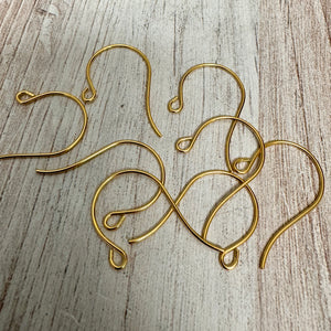 4 Pairs Gold Ear Wires, Jewelry Making Artisan Findings, GL-3013