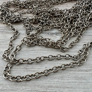 Silver Circle Link Cable Chain by the Foot, Jewelry Making Supplies, PW-2056