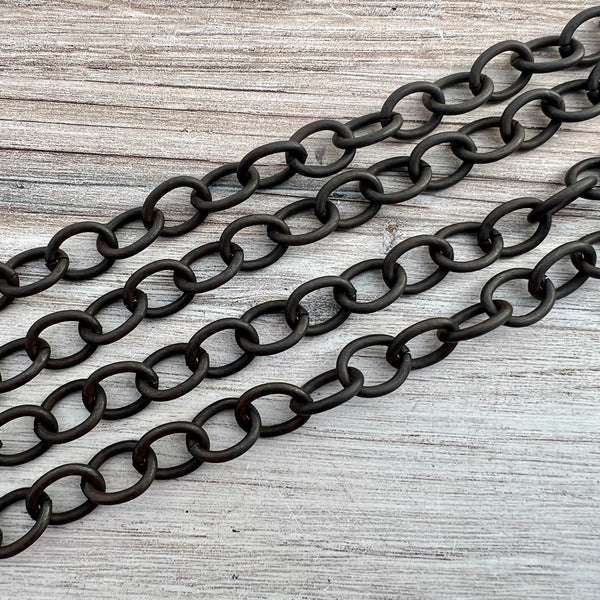 Load image into Gallery viewer, Chunky Rustic Brown Chain, Large Oval Cable Links, Bulk Chain By Foot, Necklace Bracelet Making, BR-2057
