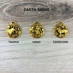 Zodiac Pendant, Gold Horoscope Charm, Birth Month Astrology Jewelry Making Medal, GL-6324