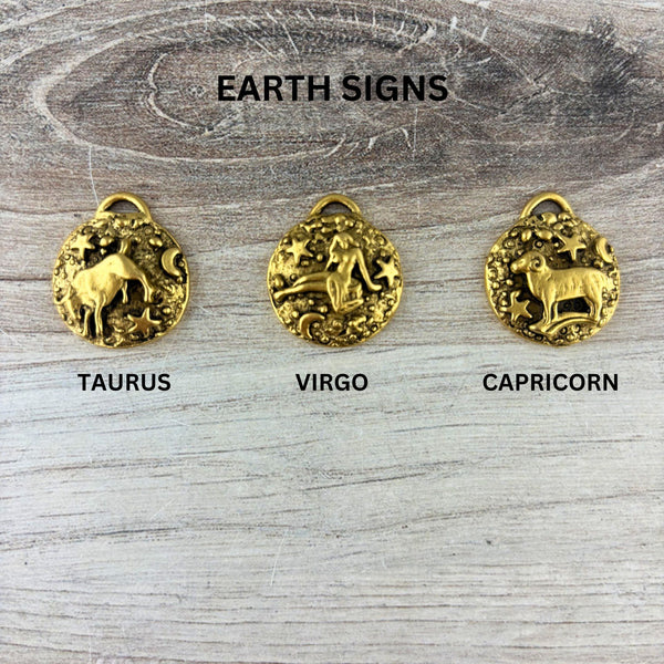 Load image into Gallery viewer, Zodiac Pendant, Gold Horoscope Charm, Birth Month Astrology Jewelry Making Medal, GL-6324
