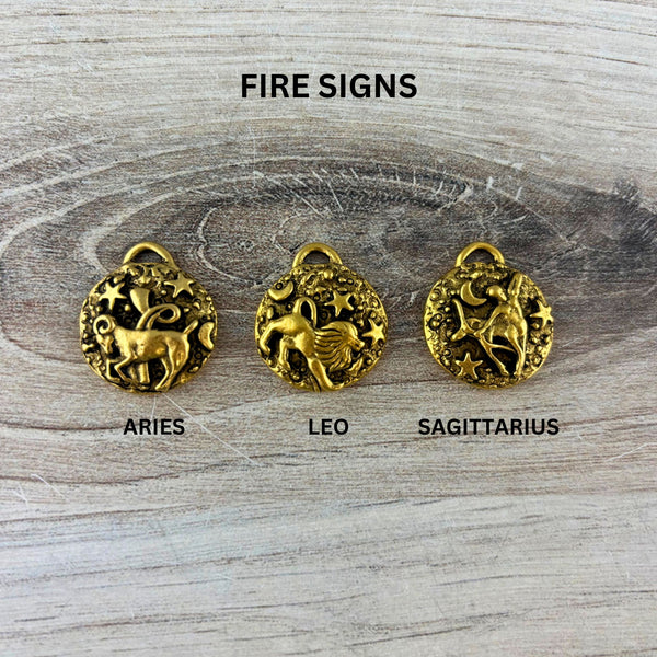 Load image into Gallery viewer, Zodiac Pendant, Gold Horoscope Charm, Birth Month Astrology Jewelry Making Medal, GL-6324
