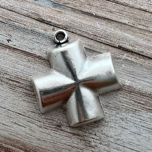 Chunky Smooth Block Cross, Large Silver Cross, Religious Jewelry Supplies, SL-6266