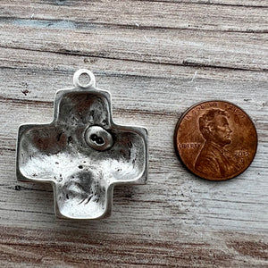 Chunky Smooth Block Cross, Large Silver Cross, Religious Jewelry Supplies, SL-6266