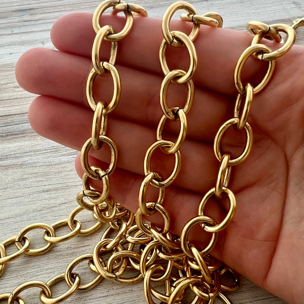 Load image into Gallery viewer, Chunky Gold Chain, Large Oval Cable Links, Bulk Chain By Foot, Necklace Bracelet Making, GL-2057
