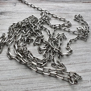 Silver Minimalist Clip Chain by the Foot, Delicate Soldered Chain 7x3mm, Jewelry Supplies, PW-2055