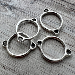 Silver Two Way Connector, Artisan Hammered Connector, Earring Hoop, Charm Holder, SL-6259