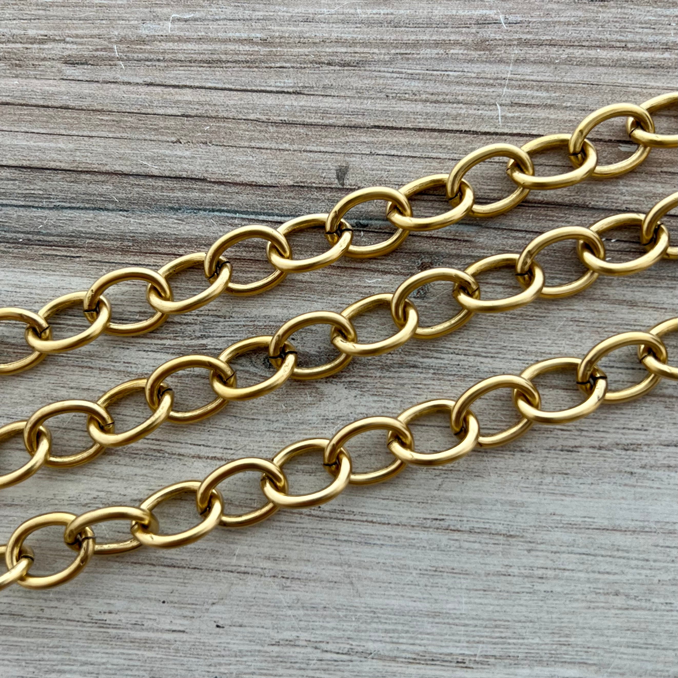 Chunky Gold Chain, Large Oval Cable Links, Bulk Chain By Foot, Necklace ...