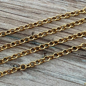 Gold Circle Link Cable Chain by the Foot, Jewelry Making Supplies, GL-2056