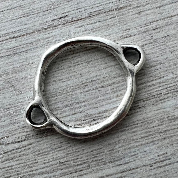 Load image into Gallery viewer, Silver Two Way Connector, Artisan Hammered Connector, Earring Hoop, Charm Holder, SL-6259
