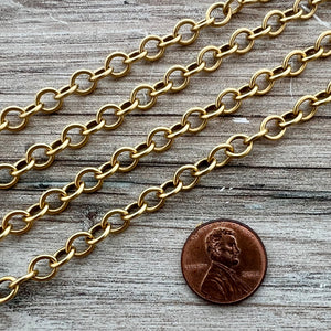 Gold Circle Link Cable Chain by the Foot, Jewelry Making Supplies, GL-2056