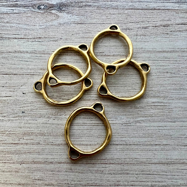 Load image into Gallery viewer, Gold Two Way Connector, Artisan Hammered Connector, Earring Hoop, Charm Holder, GL-6259
