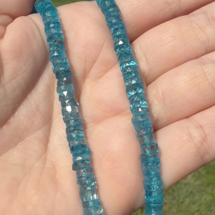 Topaz, Blue Faceted Heishi, 1-3mm Round Beads, Full Strand BD-4047