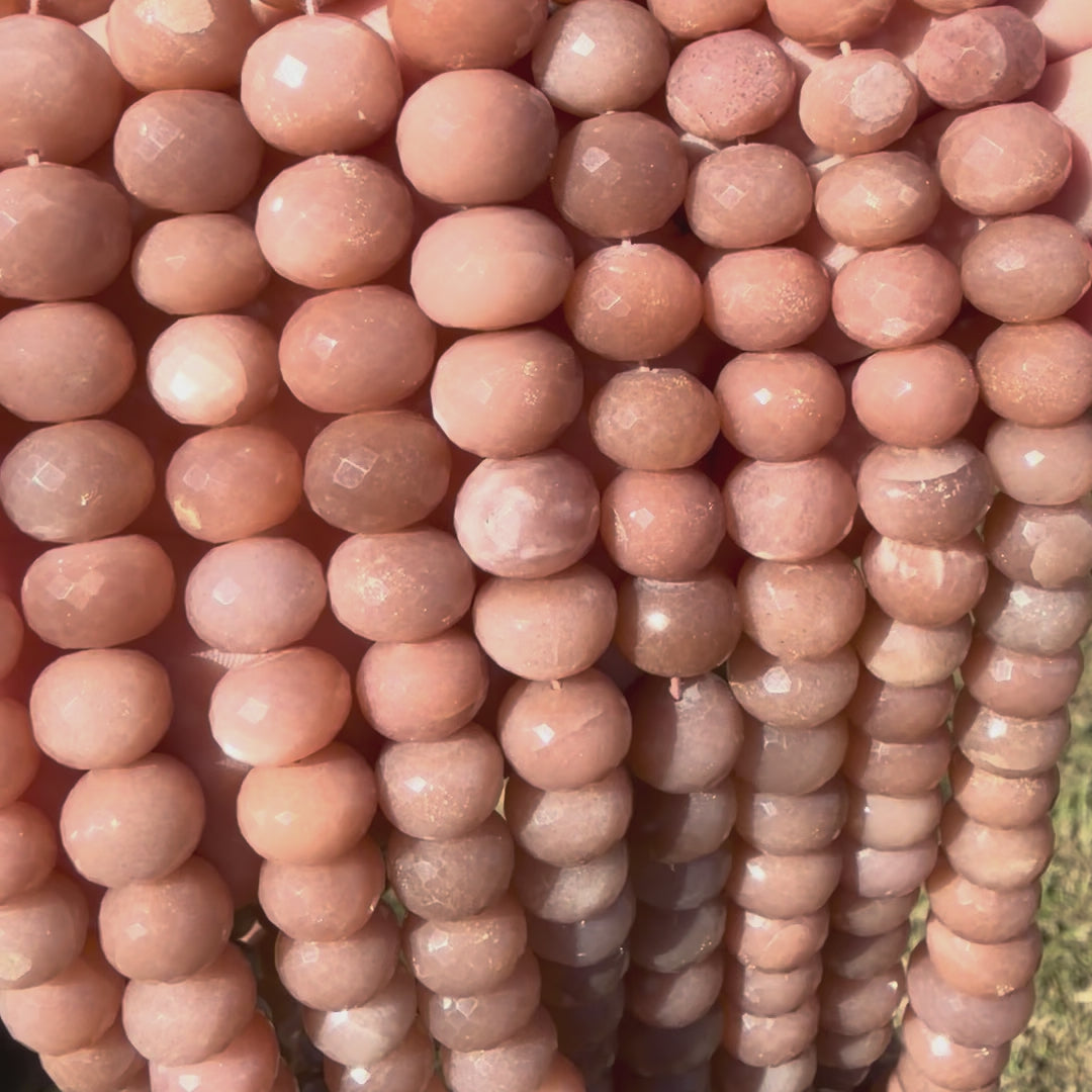 Peach Moonstone, Graduated Peach Faceted Round Beads, 9-15mm Faceted Round Beads, Full Strand BD-4056