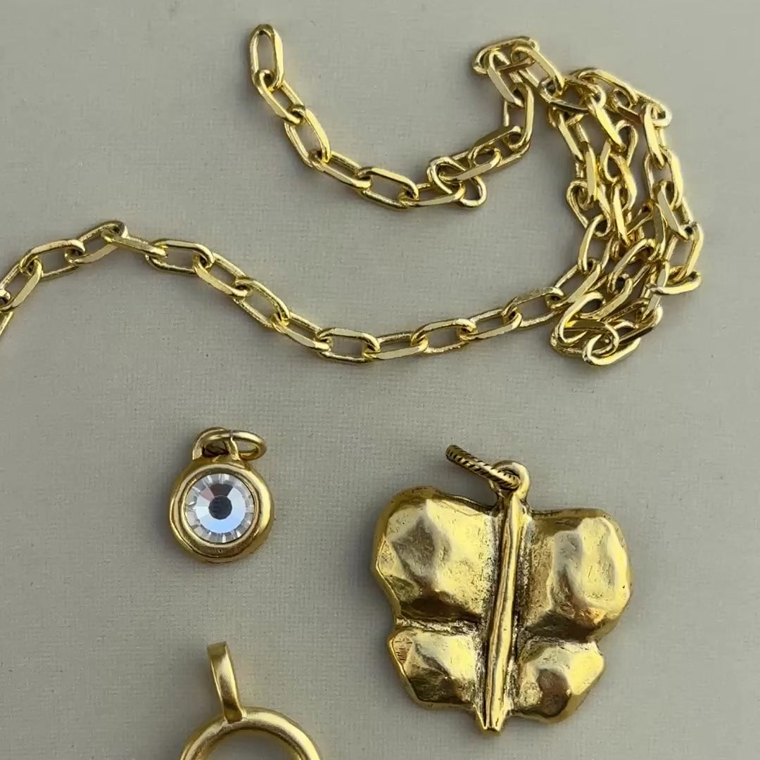 2 Medium Gold Push Clasp Charm Holders, Gold Necklace/Bracelet Clasp, Jewelry Components, GL-6452