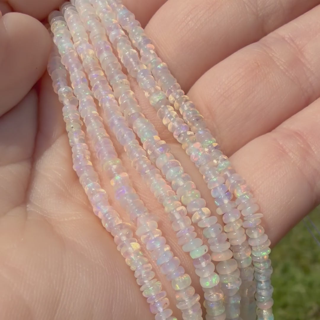 Opal, Ethiopian Opal Smooth Rondelles, 1-2mm Round Beads, Full Strand BD-4053