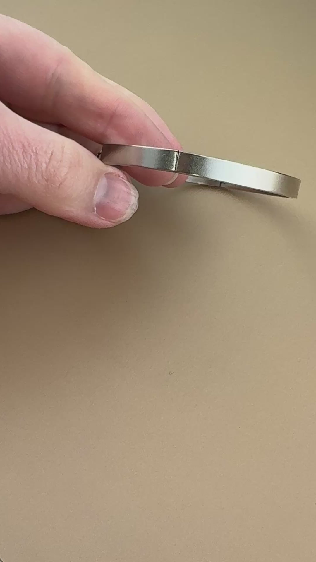 Silver Hinged Bangle Bracelet, Flat Smooth with Charm Attachment, Jewelry Making Supplies, PW-6348