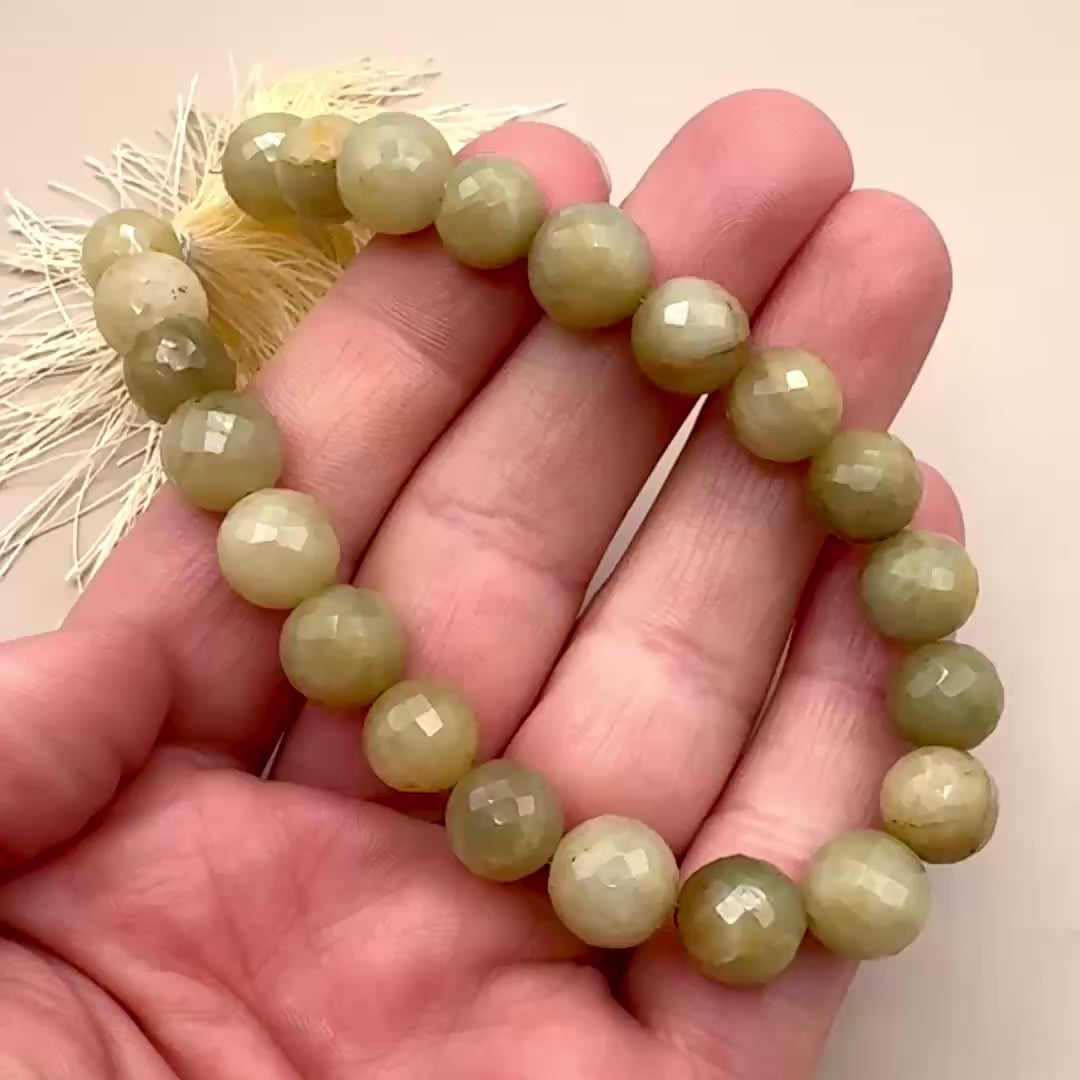 Opal, Yellow Shiny Faceted Rounds, 8mm Round Beads, Half Strand BD-4066