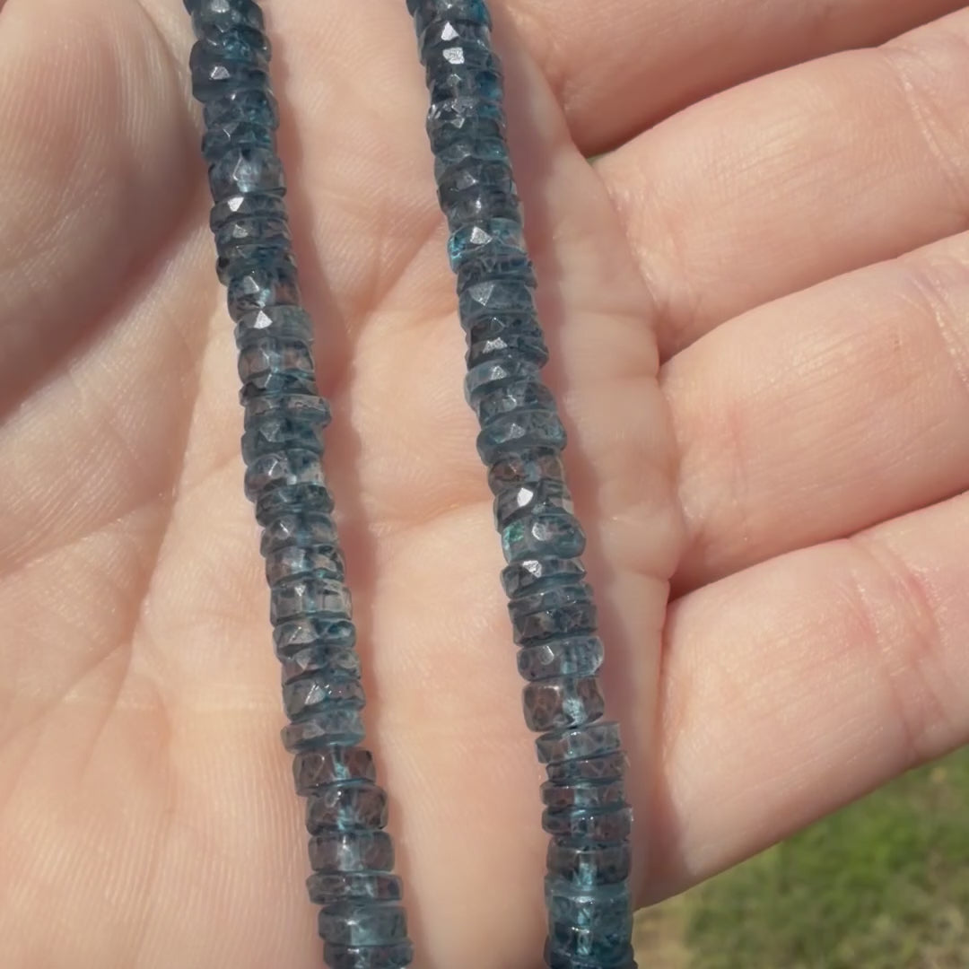 Topaz, London Blue Faceted Heishi, 1-3mm Round Beads, Full Strand BD-4049