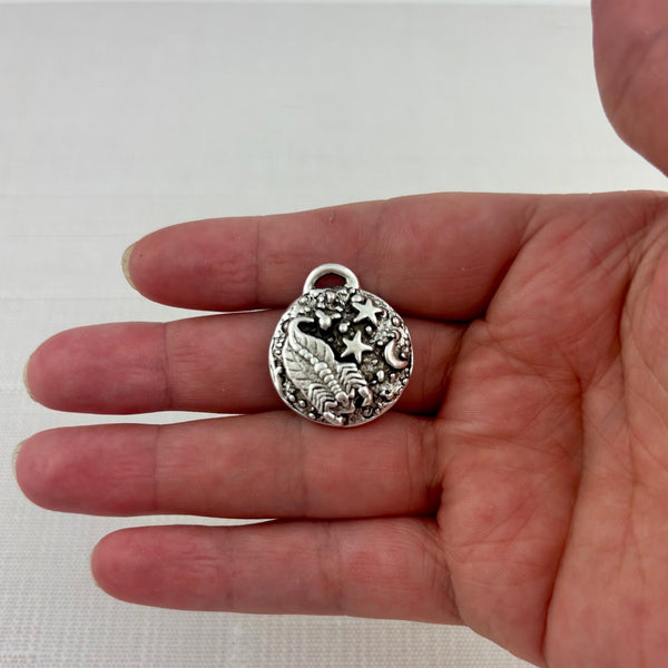 Load image into Gallery viewer, Zodiac Pendant, Silver Horoscope Charm, Birth Month Astrology Jewelry Making Medal, SL-6324
