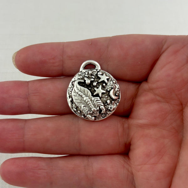 Load image into Gallery viewer, Zodiac Pendant, Silver Horoscope Charm, Birth Month Astrology Jewelry Making Medal, SL-6324
