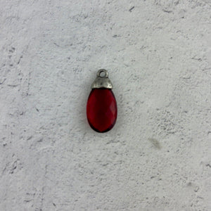 Red Garnet Pear Faceted Briolette Drop Pendant with Antique Pewter Bead Cap, Gemstone, Jewelry Making Artisan Findings, PW-S045