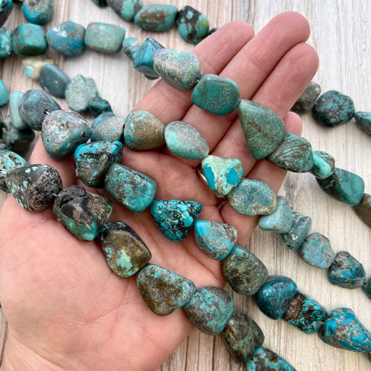Natural Turquoise Large Nuggets, Freeform Beads, Light Blue and Green, Purple Various Sizes, BD-0019