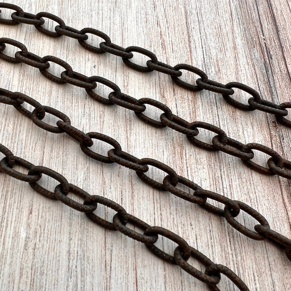 Load image into Gallery viewer, Rustic Brown Textured Chunky Chain, Large Oval Cable Rectangle Links, Bulk Chain By Foot, Necklace Bracelet, BR-2041
