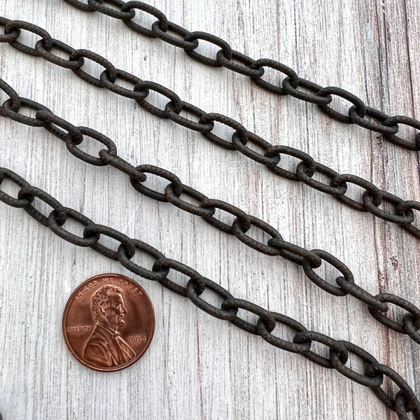 Load image into Gallery viewer, Rustic Brown Textured Chunky Chain, Large Oval Cable Rectangle Links, Bulk Chain By Foot, Necklace Bracelet, BR-2041
