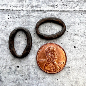 2 Organic Ring Connectors, Eternity Links, Rustic Brown Oval Hoop, Circle Jewelry Supply, BR-6219