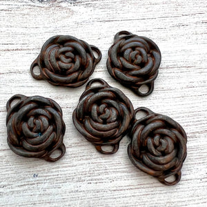 Rose Connector, Large Rustic Brown Flower Charm, Jewelry Making Supplies, Carsons Cove, Rose Connector, Large Rustic Brown Flower Charm, Jewelry Making Supplies, Carsons Cove, BR-6223