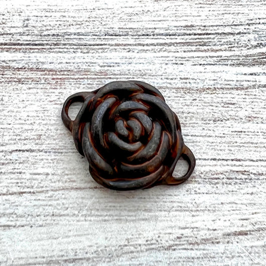 Rose Connector, Large Rustic Brown Flower Charm, Jewelry Making Supplies, Carsons Cove, Rose Connector, Large Rustic Brown Flower Charm, Jewelry Making Supplies, Carsons Cove, BR-6223