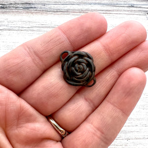 Rose Connector, Large Rustic Brown Flower Charm, Jewelry Making Supplies, Carsons Cove, Rose Connector, Large Rustic Brown Flower Charm, Jewelry Making Supplies, Carsons Cove, BR-6223
