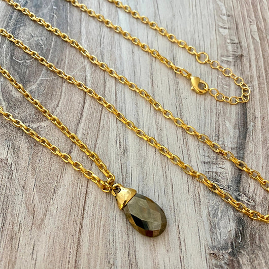 18 Inch Gold Chain Necklace with 2 inch extender, Flat Oval Chain, Minimalist Jewelry Making Supplies, GL-2032