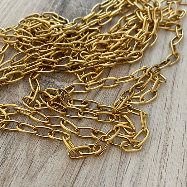 Load image into Gallery viewer, Clip Chain, Minimalist Rectangle Gold Chain by the Foot, Paperclip, Jewelry Supplies, GL-2033
