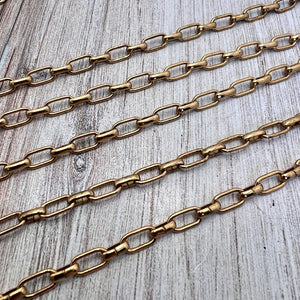 Gold Clip Chain, Alternating Links, Chain by the Foot, Oval Cable, Jewelry Supplies, GL-2039