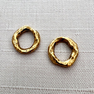 2 Organic Ring Links, Eternity Connector, Antiqued Gold Oval Hoop, Circle Jewelry Supply, GL-6218