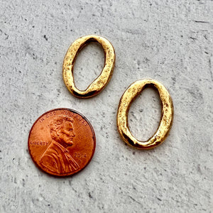 2 Organic Ring Connectors, Eternity Links, Gold Oval Hoop, Circle Jewelry Supply, GL-6219