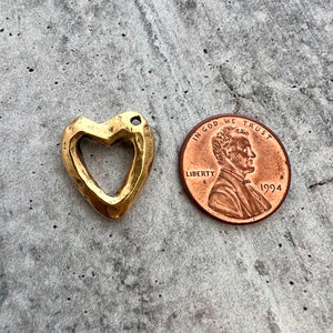 Gold Hammered Open Heart Charm, Jewelry Making, GL-6225