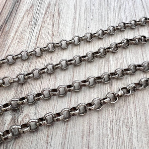 Rolo Chain Oxidized Silver, Thick Antiqued Silver Chain by the Foot, Carson's Cove Jewelry Supplies, PW-2008