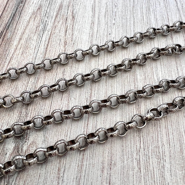 Load image into Gallery viewer, Rolo Chain Oxidized Silver, Thick Antiqued Silver Chain by the Foot, Carson&#39;s Cove Jewelry Supplies, PW-2008
