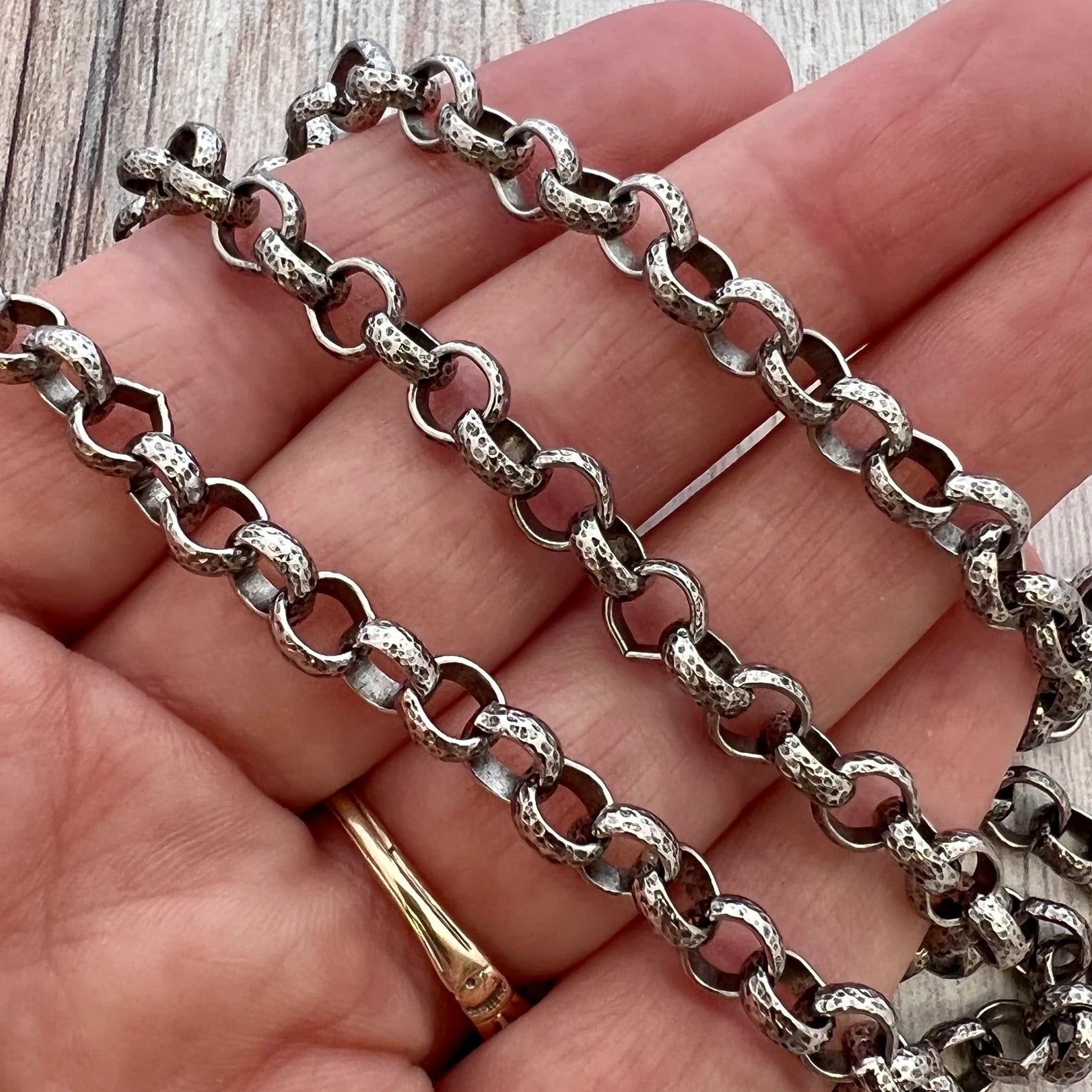 Rolo Chain Oxidized Silver Thick Antiqued Silver Chain by the Foot Carson s Cove Jewelry Supplies PW 2008