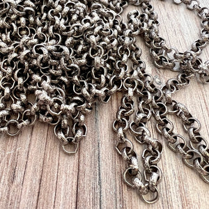 Rolo Chain Oxidized Silver, Thick Antiqued Silver Chain by the Foot, Carson's Cove Jewelry Supplies, PW-2008