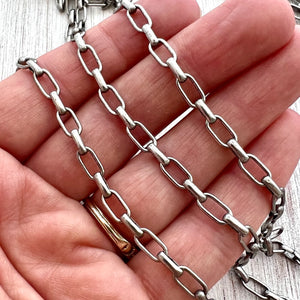 Clip Chain, Silver Alternating Links, Chain by the Foot, Oval Cable, Jewelry Supplies, PW-2039