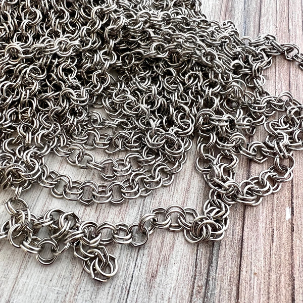 Load image into Gallery viewer, Cable Chain Silver, Double Circle Links, Bulk Chain By Foot, Jewelry Making, PW-2040

