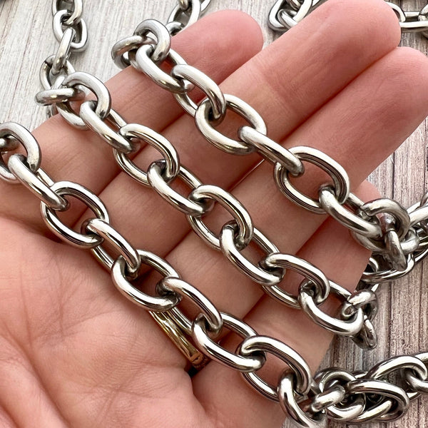 Load image into Gallery viewer, Large Chunky Oval Chain, Thick Link Chain by the Foot, Jewelry Supplies, PW-2042
